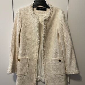 Zara Ivory Textured Women's Blazer